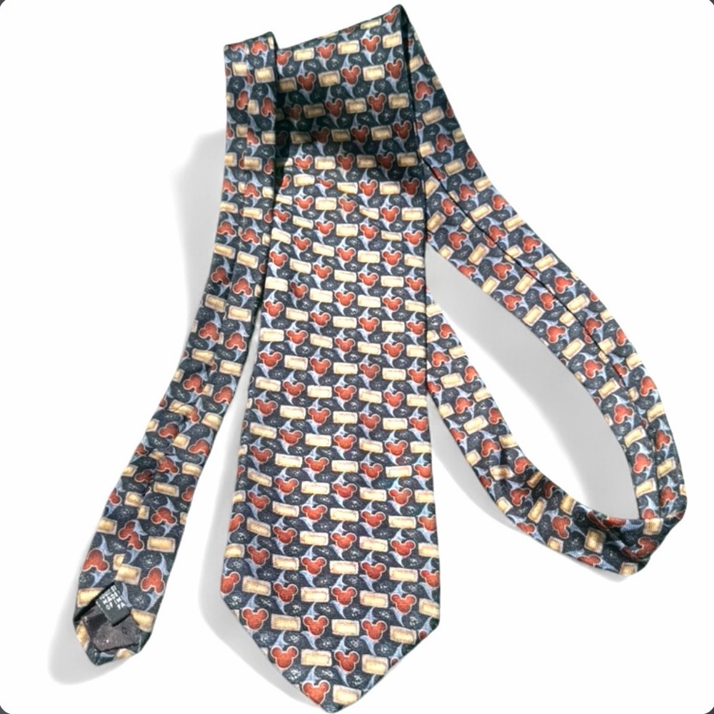 DISNEY-Walt Disney World-Mickey Mouse Silk Necktie Navy Blue-Novelty Tie